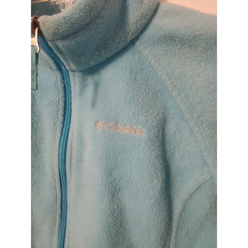 Girls Columbia size L 14/16 Blue zip up Fleece Jacket Zip Pockets EUC
